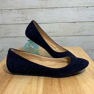 Talbots Navy Blue Suede Leather Ballet Flats Size 8 1/2 M